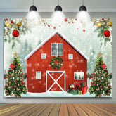 Lofaris Christmas tree in the snow red house backdrop